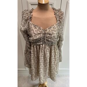 Women's Beige &‎ Metallic Gold Babydoll Dress Size 10 Fairy Victorian Princess